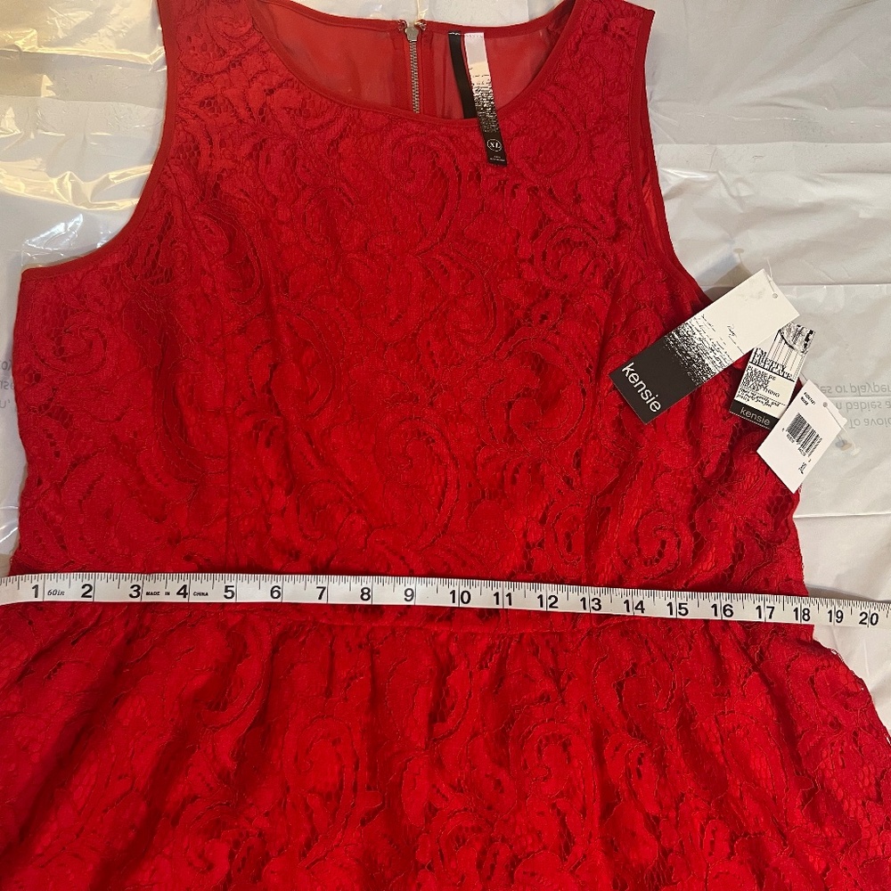 NWT Kensie Paisley Lace Sleeveless Backed Zipper Dress in Rouge Red Size XL - Picture 13 of 16